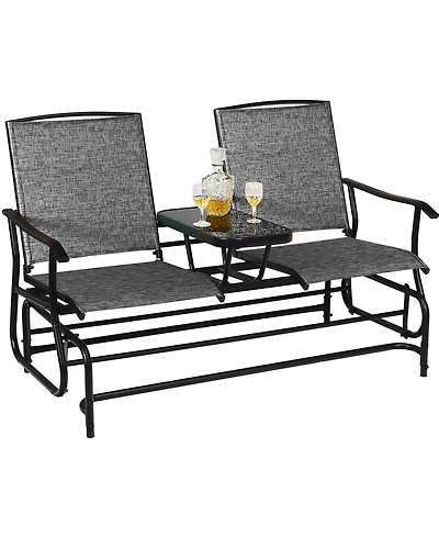 2 Person Outdoor Patio Double Glider Chair Loveseat Rocking