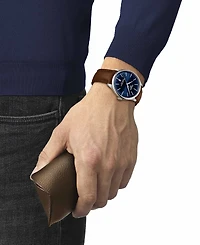 Tissot Unisex Swiss Automatic Chemin des Tourelles Powermatic 80 Brown Leather Strap Watch 39mm