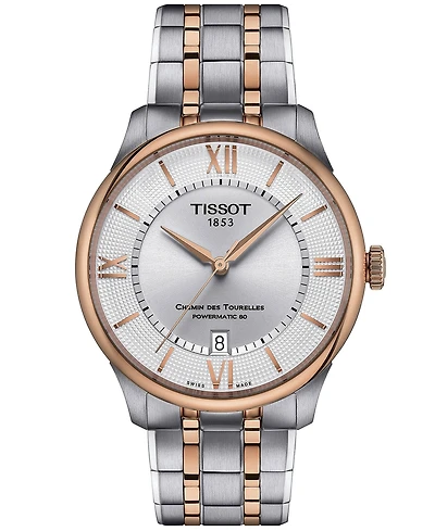 Tissot Unisex Swiss Automatic Chemin des Tourelles Powermatic 80 Two-Tone Stainless Steel Bracelet Watch 39mm