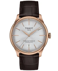 Tissot Unisex Swiss Automatic Chemin des Tourelles Powermatic 80 Dark Brown Leather Strap Watch 39mm