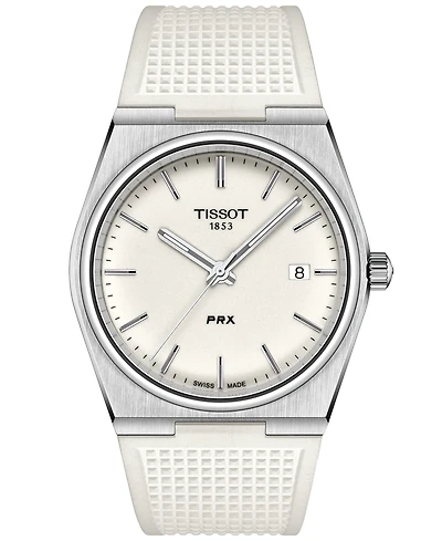 Tissot Men's Swiss Automatic Prx White Rubber Strap Watch 40mm