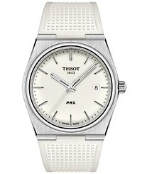 Tissot Men's Swiss Automatic Prx White Rubber Strap Watch 40mm