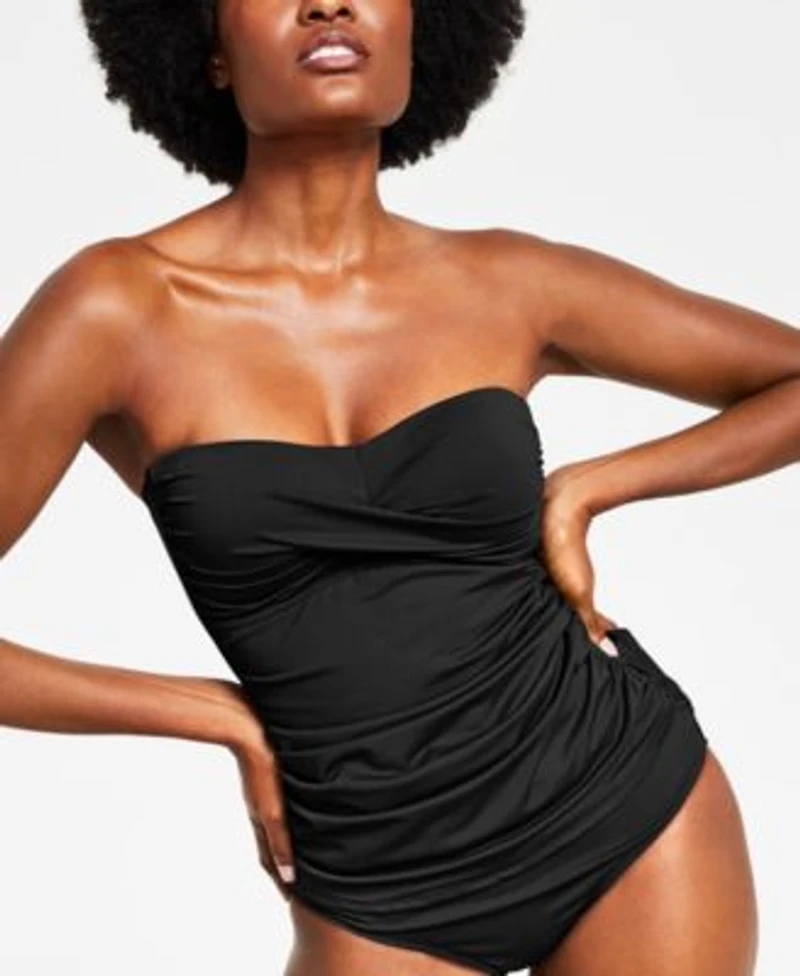 Anne Cole Twist Front Ruched Tankini Top High Waist Bottoms