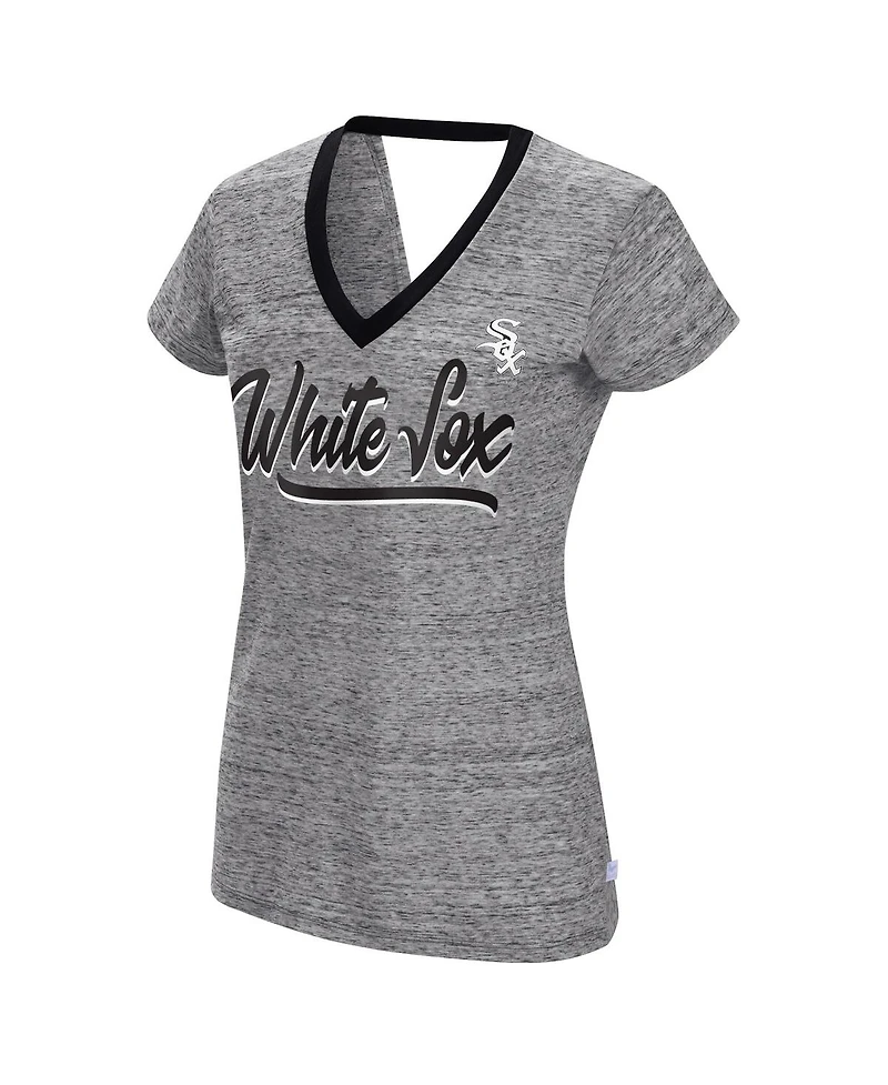Women's Touch Black Chicago White Sox Halftime Back Wrap Top V-Neck T-shirt