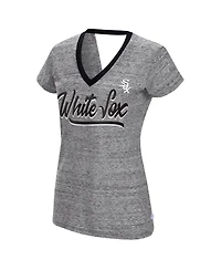 Women's Touch Black Chicago White Sox Halftime Back Wrap Top V-Neck T-shirt