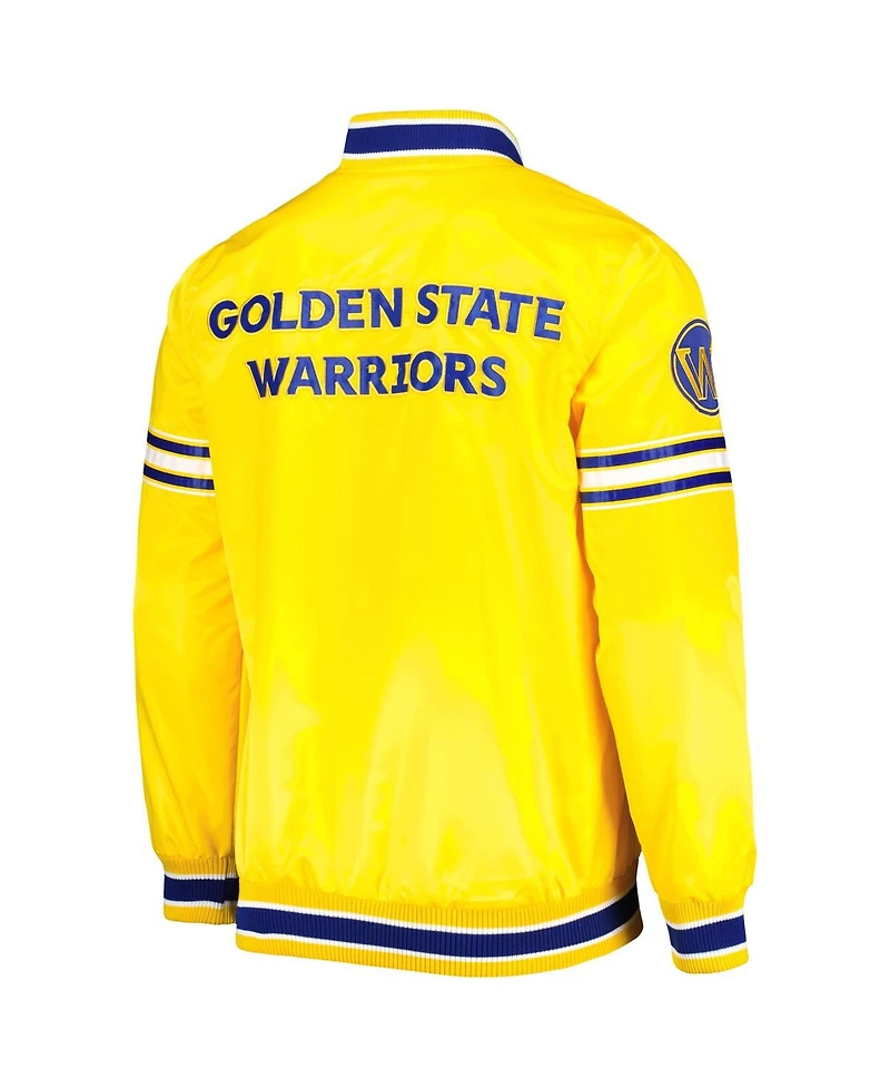 Men's Starter Gold Golden State Warriors Slider Satin Full-Snap Varsity Jacket