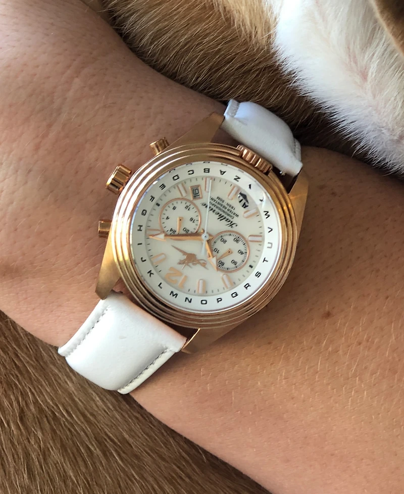 Abingdon Co. Katherine Women's Chronograph White Leather Strap Watch 40mm