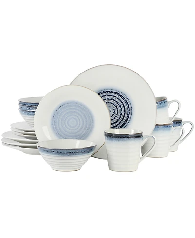 Gibson Elite Spiral Reactive Embossed 16 Piece Dinnerware Set, Service for 4