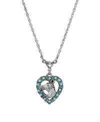 2028 Crystal Turquoise Horse Head Heart Shaped Necklace