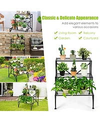 Plant Rack 3-Tier Metal Plant Stand Garden Shelf Stair Style