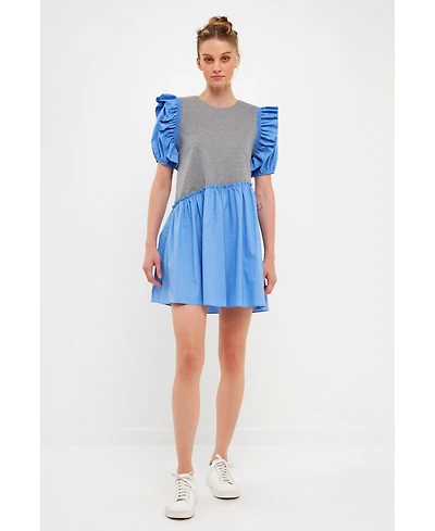 English Factory Women's Asymmetrical Mini Dress