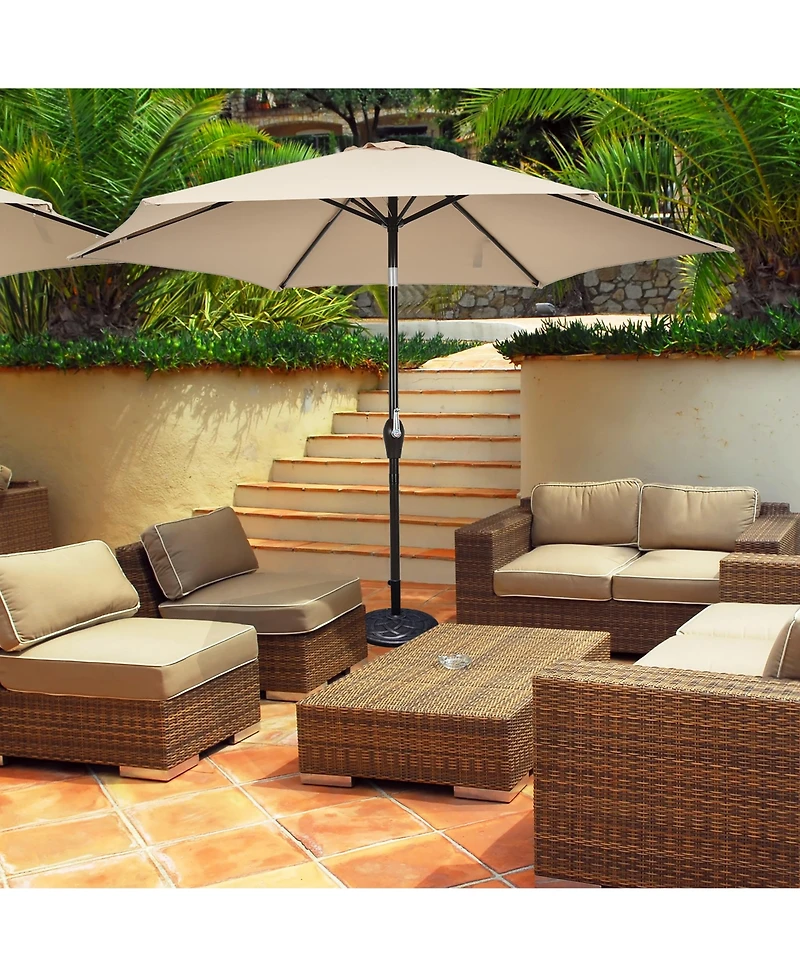 9Ft Outdoor Market Patio Table Umbrella Push Button Tilt Crank Lift