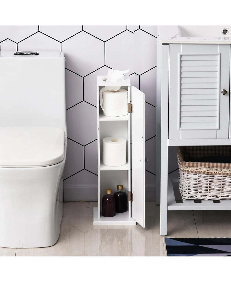 Homcom Small Bathroom Corner Floor Cabinet With Door And Shelves Vanity