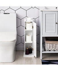 Homcom Small Bathroom Corner Floor Cabinet With Door And Shelves Vanity