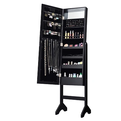 Costway Mirrored Jewelry Cabinet Organizer w/18 Led lights