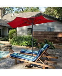 9Ft Half Round Umbrella Patio Bistro Wall Balcony Door Window Sun Shade