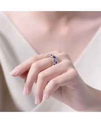 Ra 14K Gold Plated Two Tone Blue Cubic Zirconia Cocktails Ring