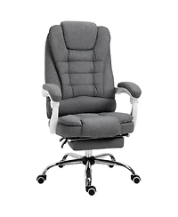 Vinsetto High-Back Executive Office Chair with Footrest, Linen-Fabric Computer Chair with Padded Armrests, Ergonomic Office Chair, Gray