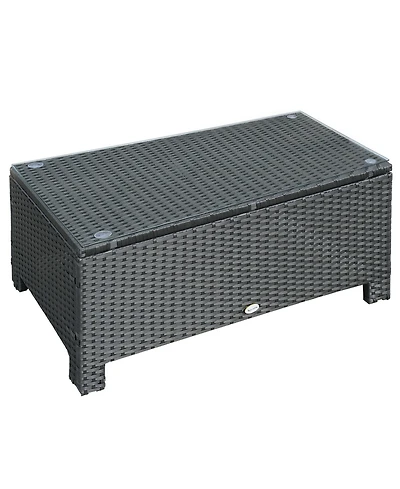 Outsunny Pe Rat Patio Table with Tempe Glass,