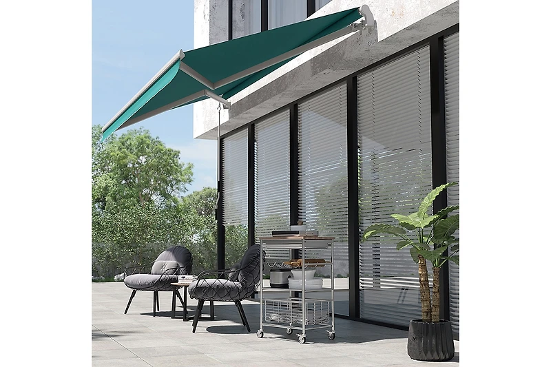 Outsunny 13' x 8' Manual Retractable Awning Sunshade Shelter,