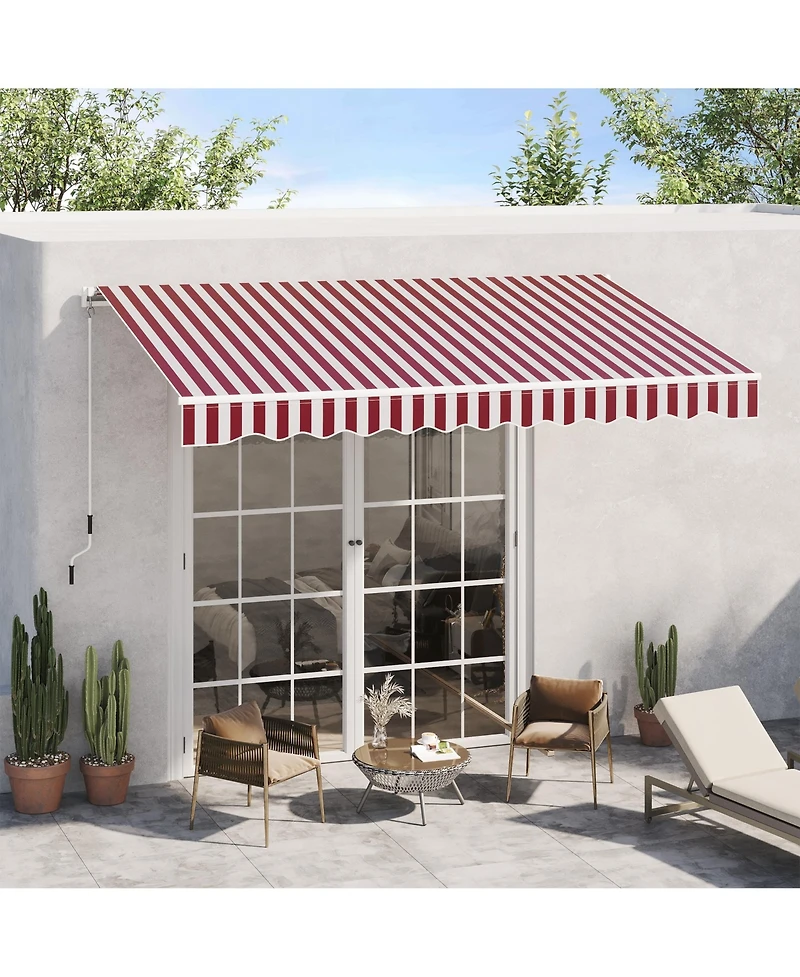 Outsunny 10'x8' Retractable Sun Shade Patio/Window Awning, Polyester Fabric,