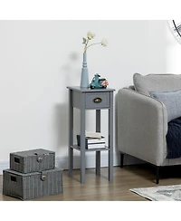 Homcom 29" 2-Tier Side Table with Drawer Shelf, End Table for Living Room,