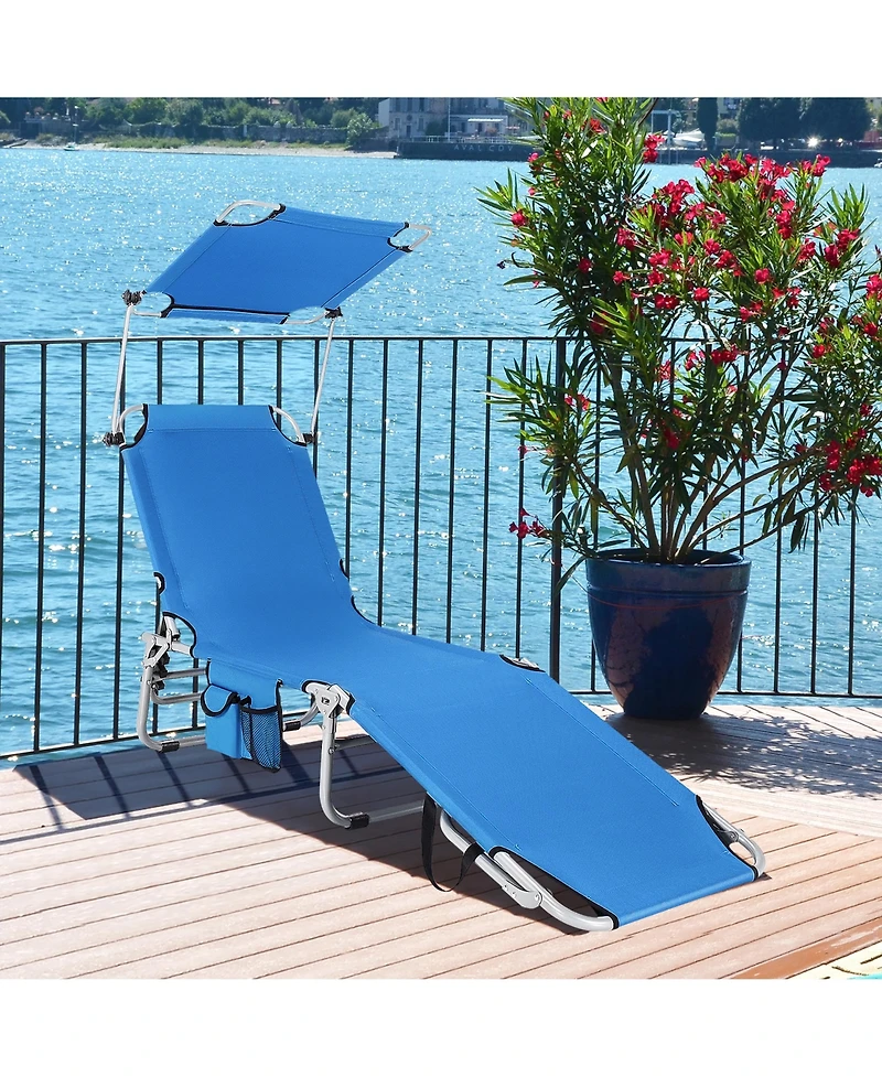 Costway Foldable Lounge Chair Outdoor Adjustable Beach Patio Pool Recliner