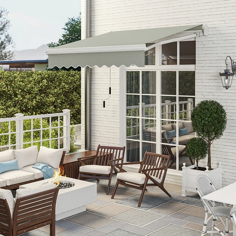 Outsunny 8' x 7' Patio Retractable Awning, Manual Exterior Sun Shade,