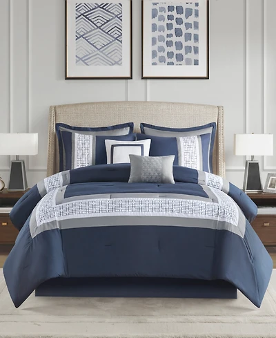 510 Design Powell Embroidered 8 Piece Comforter Set, Queen