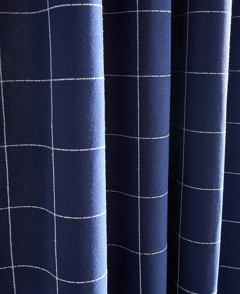 Tommy Hilfiger Big Check Pole Top Blackout 2-Piece Curtain Panel, 50" x 84"