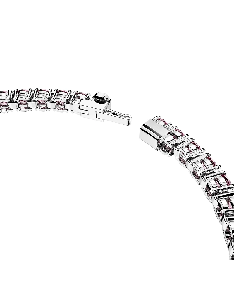 Swarovski Crystal Matrix Tennis Bracelet Round Cut Pink Rhodium Plated