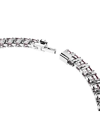 Swarovski Crystal Matrix Tennis Bracelet Round Cut Pink Rhodium Plated