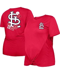 Women's New Era Red St. Louis Cardinals Plus Two-Hit Front Knot T-shirt
