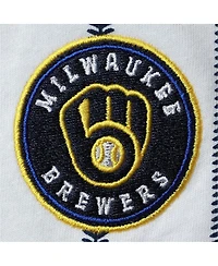 Newborn Boys and Girls White, Navy Milwaukee Brewers Power Hitter Short Sleeve Bodysuit
