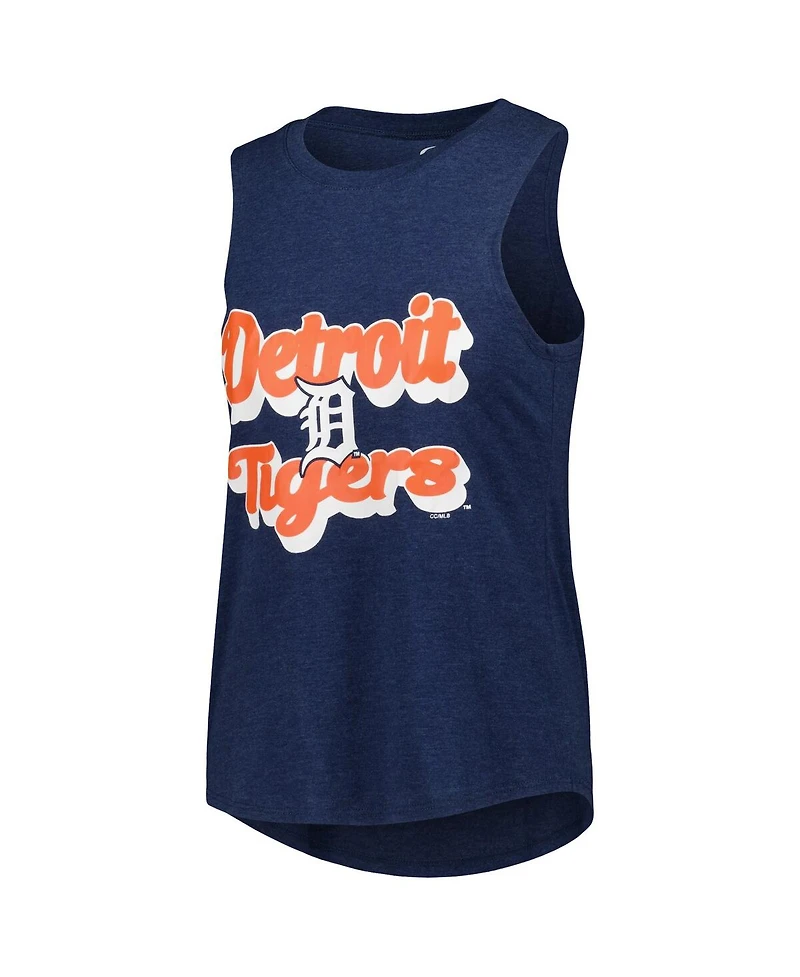 Women's Concepts Sport Orange, Navy Detroit Tigers Wordmark Meter Muscle Tank Top and Pants Sleep Set