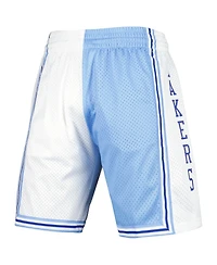 Men's Mitchell & Ness Powder Blue and White Los Angeles Lakers Hardwood Classics 1996 Split Swingman Shorts