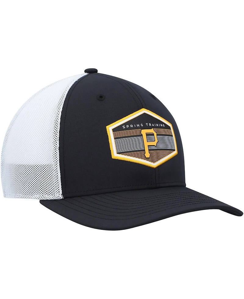 Men's '47 Brand Black, White Pittsburgh Pirates Spring Training Burgess Trucker Snapback Hat