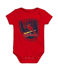 Newborn and Infant Boys Girls Navy, Red, White St. Louis Cardinals Minor League Player Three-Pack Bodysuit Set