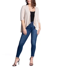 24seven Comfort Apparel Women's Open Front Elbow Length Sleeve Cardigan Sweater