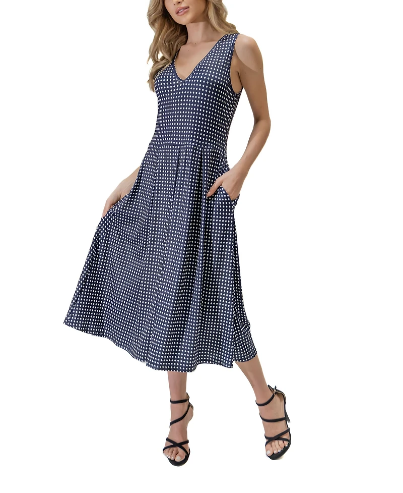 24seven Comfort Apparel Women's Sleeveless Midi Fit Flare Dress