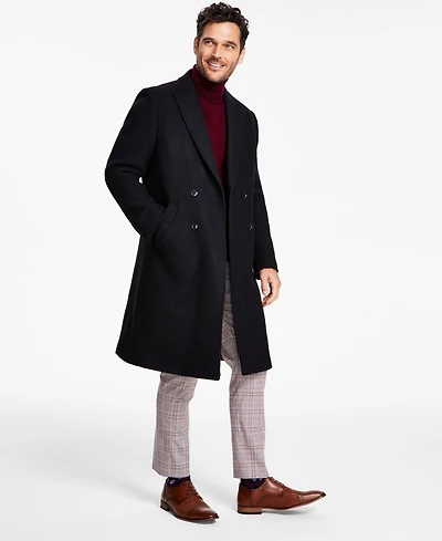 Tommy Hilfiger Men's Modern-Fit Solid Double-Breasted Overcoat
