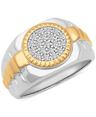Men's Diamond Circle Cluster Ring (1/3 ct. t.w.) in Sterling Silver & 18k Gold-Plate
