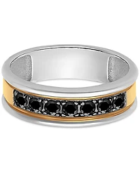 Men's Black Sapphire Band (3/4 ct. t.w.) in Sterling Silver & 18k Gold-Plate