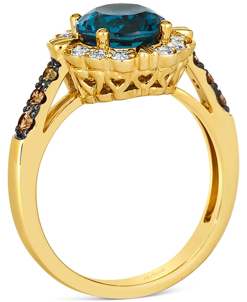 Le Vian Deep Sea Blue Topaz (2 ct. t.w.) & Diamond (1/5 ct. t.w.) Flower Ring in 14k Gold