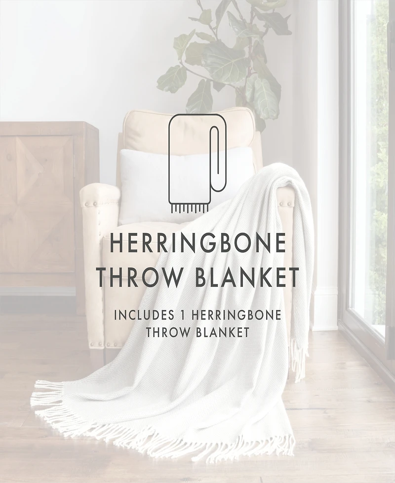ienjoy Home Herringbone Fringed Throw, 60" x 50"