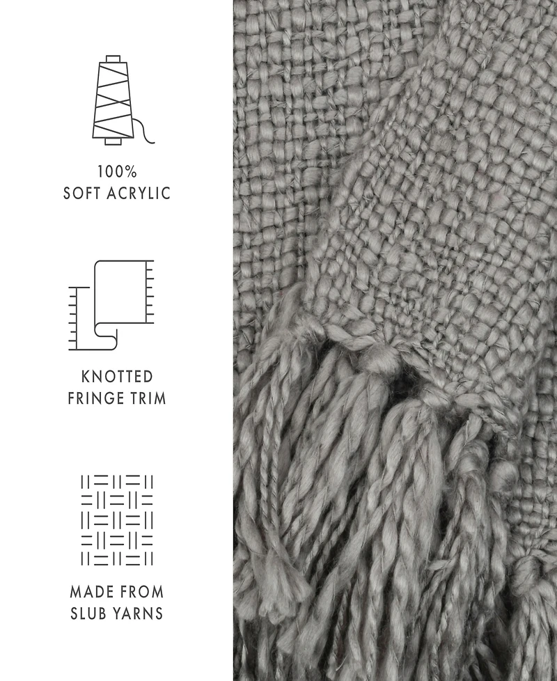 ienjoy Home Slub-Yarn Fringed Throw, 60" x 50"