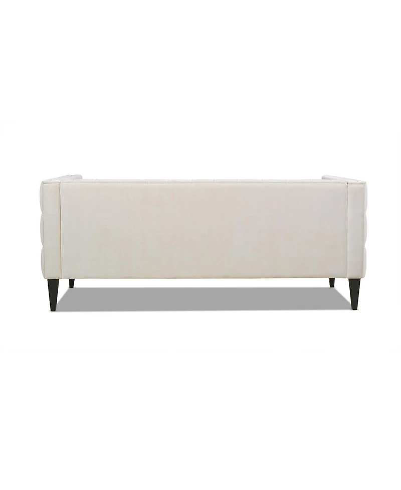 Jennifer Taylor Home Diane 84" Upholstered Bench Seat Tufted Tuxedo Sofa with Bolster Pillows