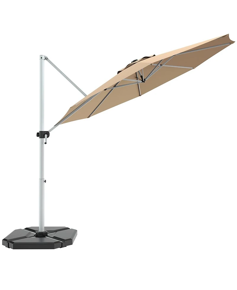 11' Patio Cantilever Offset Umbrella 360 degrees Rotation Aluminum