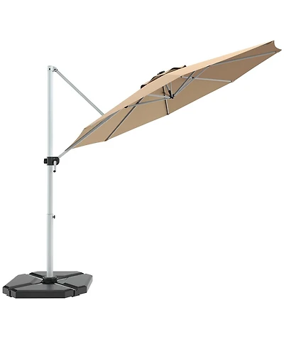 11' Patio Cantilever Offset Umbrella 360 degrees Rotation Aluminum