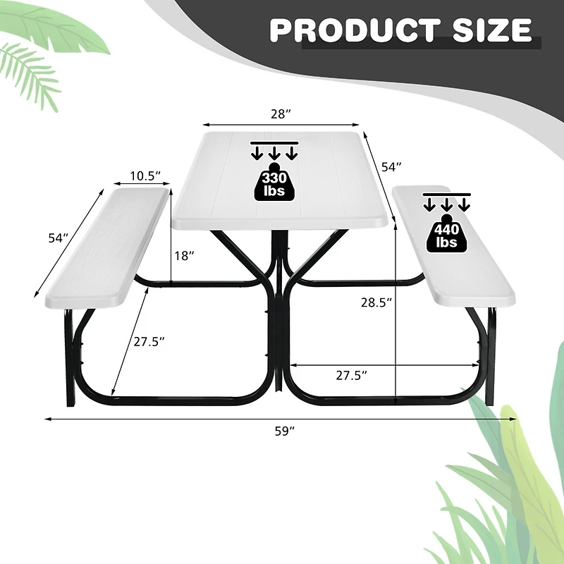 Picnic Table Bench Set Outdoor Backyard Patio Garden Party Dining All Weather